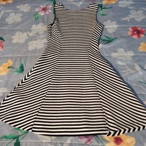 Navy blue and white short striped dress